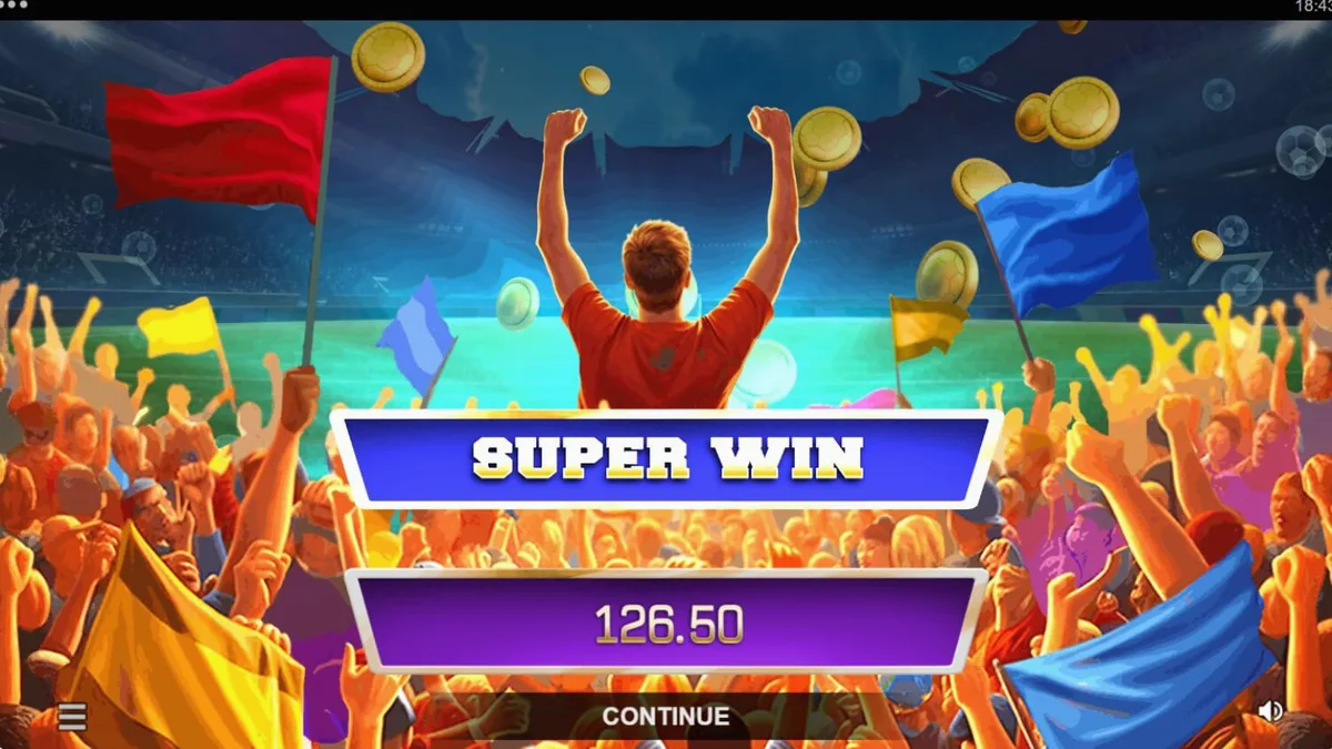 Interface do jogo de slot Ultimate Goal Blitz com tema de futebol